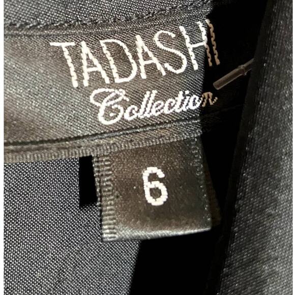 Vintage Tadashi Shoji Collection Little Black Dress 90 Knee Length Wrap Collar 6 - Picture 4 of 5